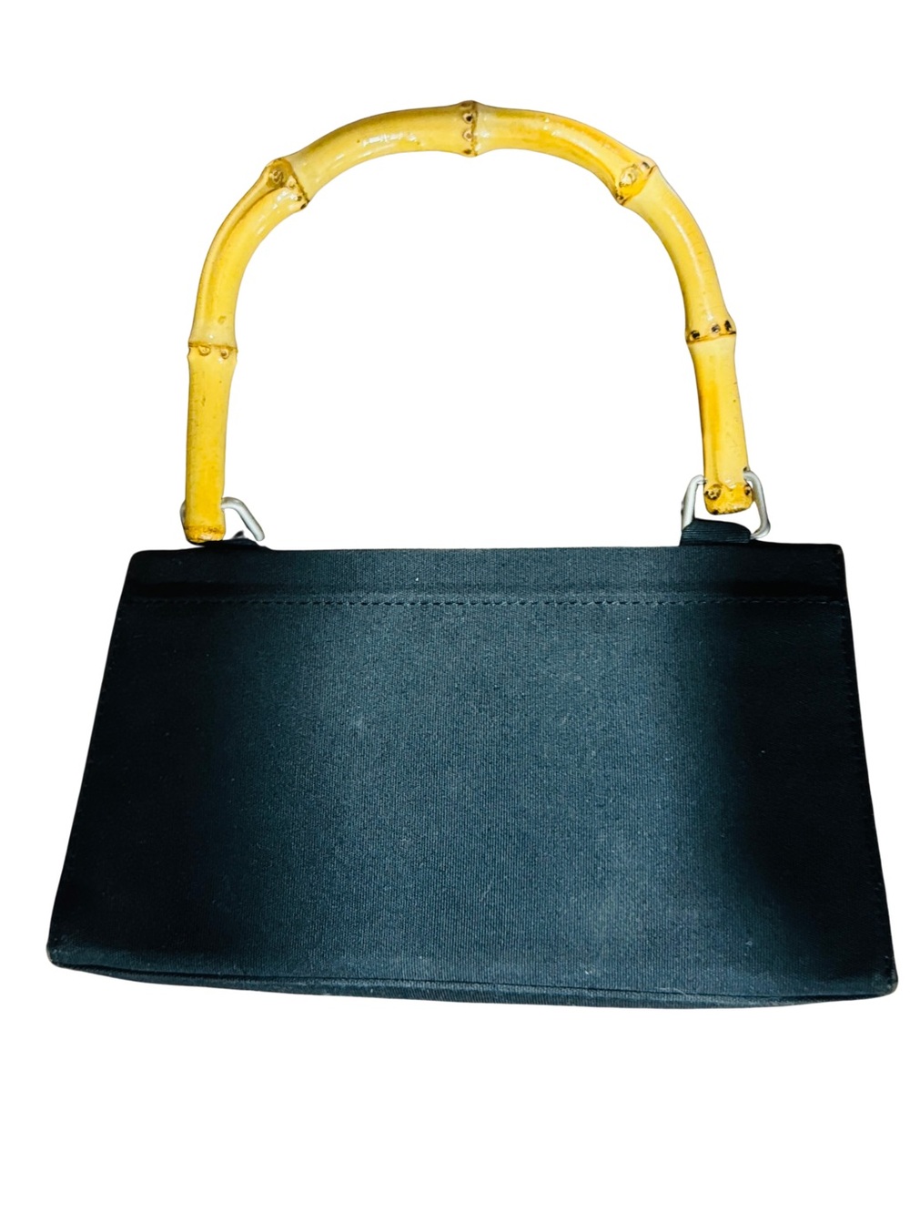 Vintage Y2K Gap Black Handbag with Yellow Bamboo Handle from 2002